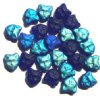 25 13mm Matte Cobalt AB Cat Face Glass Beads
